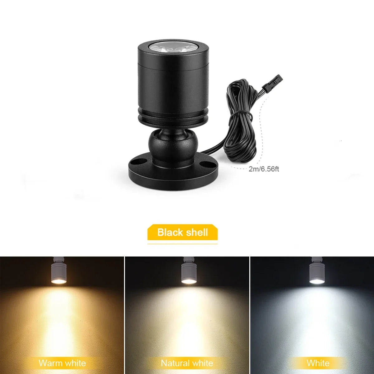 Mini 12V Spot Light 3W 360° Swivel Aluminum Small Spotlight Storage Collection Display Cabinet Decor Lighting,DuPont interface Oasis Select