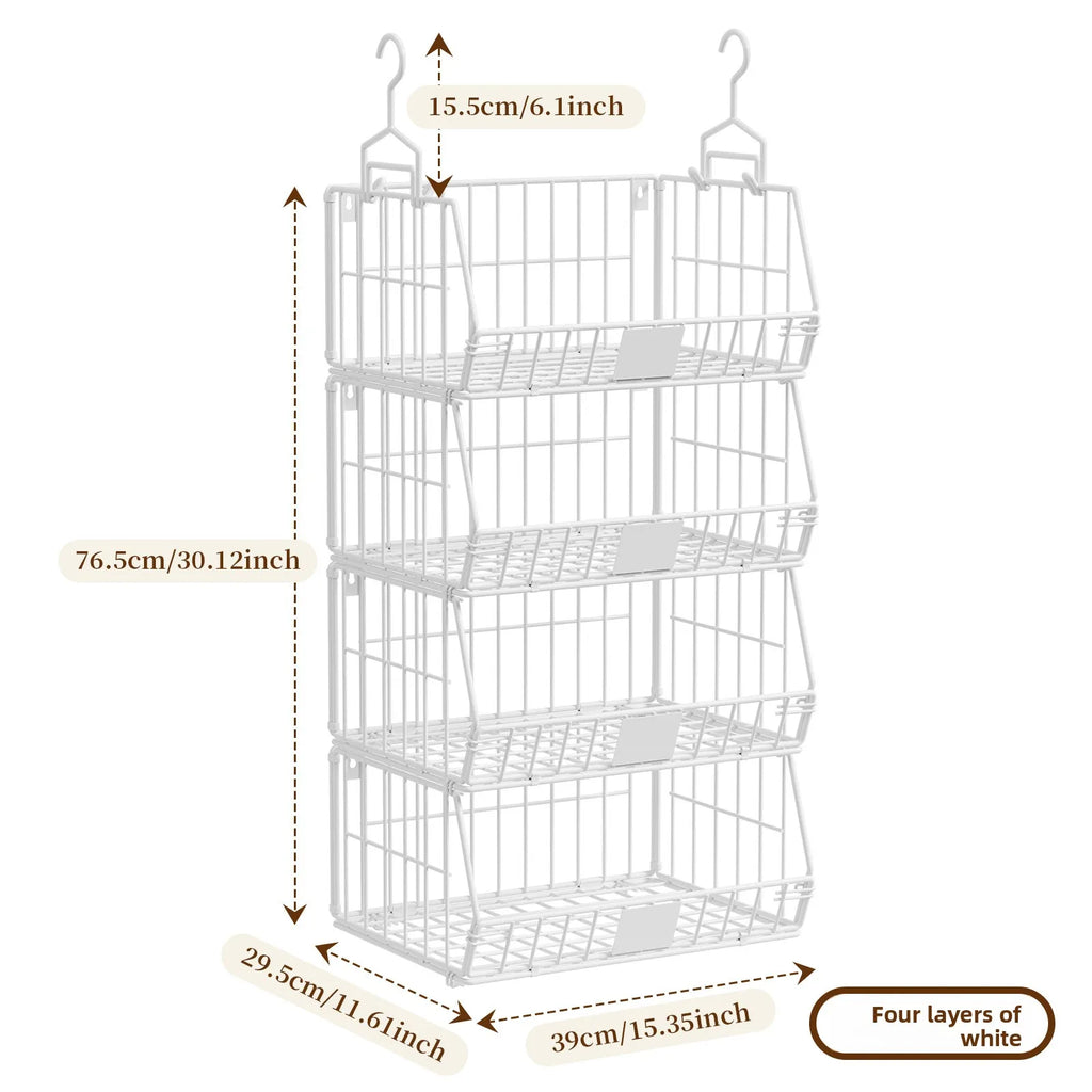 Wardrobe Storage Rack Suspended Layered Shelf Clothes Bags Organizing Basket Foldable Disassembly Storage Basket Oasis Select White four layers
