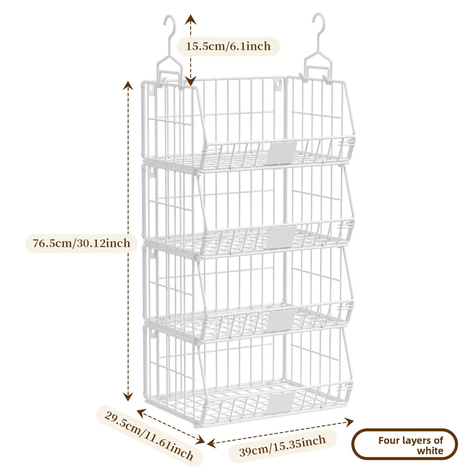 Wardrobe Storage Rack Suspended Layered Shelf Clothes Bags Organizing Basket Foldable Disassembly Storage Basket Oasis Select White four layers
