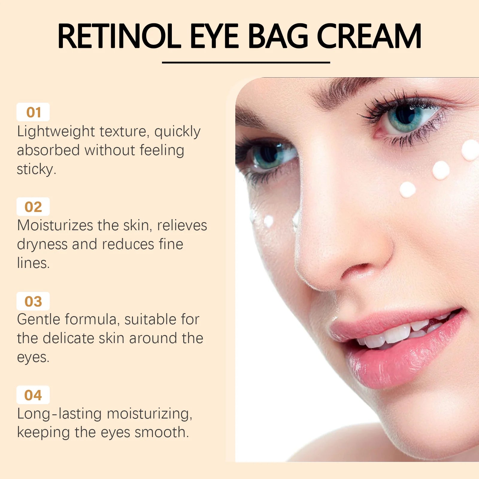 Remove Eye Bags Cream Anti-Aging Improve Puffiness Dark Circles Reduce Wrinkles Nourish Brighten Skin Retinol Firming Eye Cream Oasis Select
