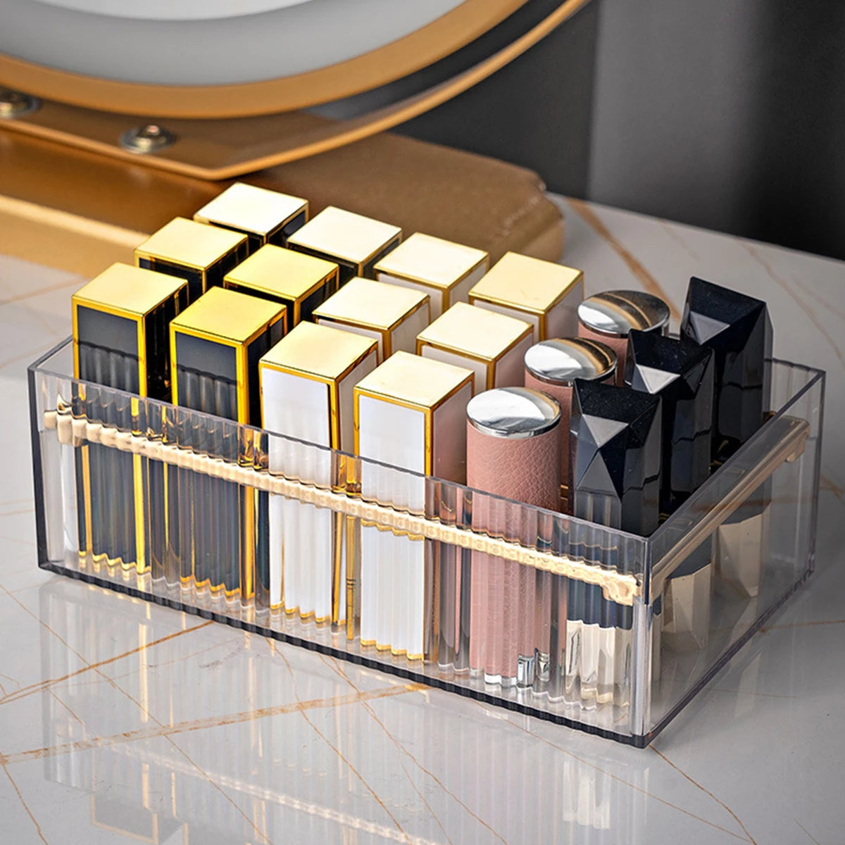 Detachable Desktop Lipstick Transparent Multi Cell Cosmetic Shelf Oasis Select Clear