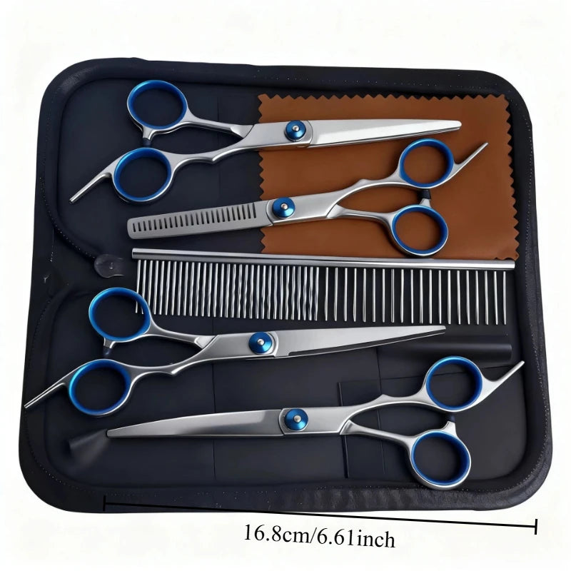 Practical Safety Round Head Pet Hair Shears Steel Ambidextrous Dog Grooming Scissors for Precise Trimming Oasis Select Blue