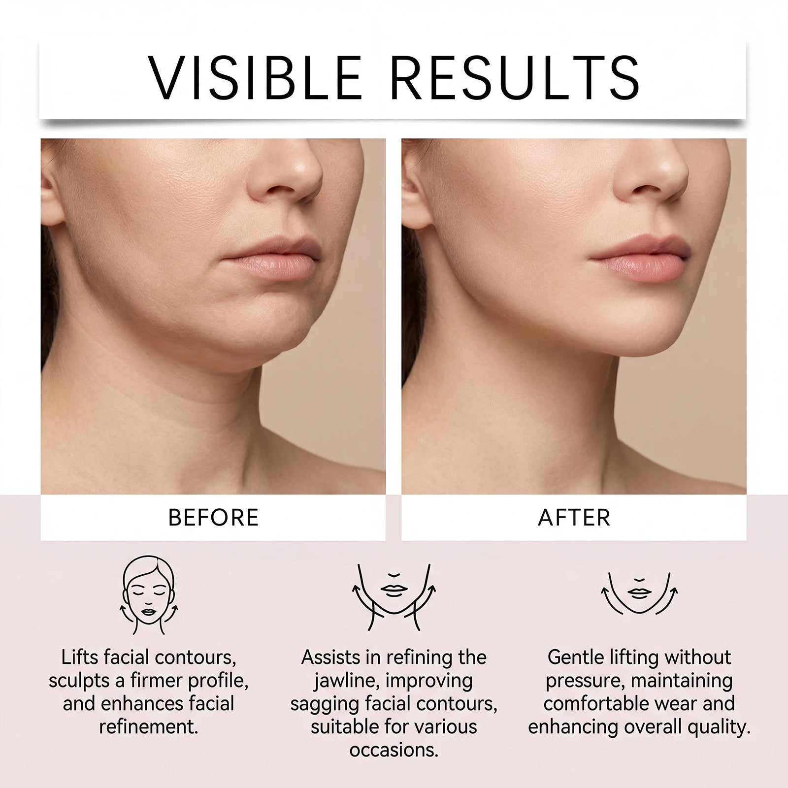V-Line Jaw Lifting Face Strap – Breathable Contour Wrap Facial Contouring Strap Oasis Select