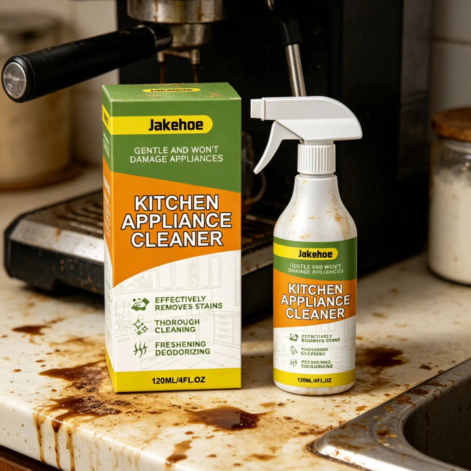 Jakehoe Kitchen Appliance Cleaner Powerful Grease Remover Deodorizing No Residue Mild Formula Kitchen Grease Cleaner Spray 120ml Oasis Select