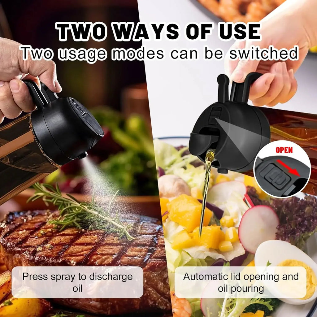 470ml Dark Amber Glass Oil Sprayer Food Grade Olive Oil Dispenser Bottle with Stickers for Cooking Kitchen Air Fryer BBQ Oasis Select