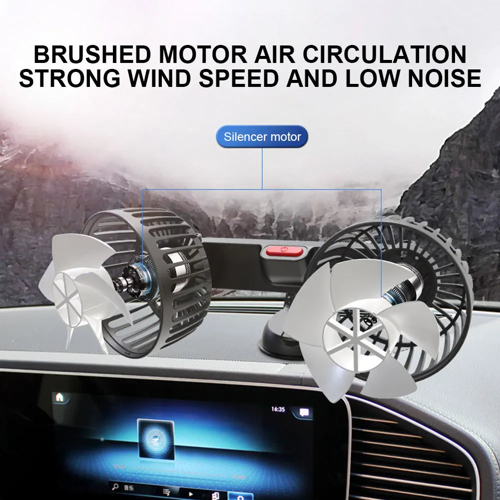 USB 5V Electric Air Circulator Dual Head Auto Ventilation Fan 360 Degree Rotation Adjustable 3 Speeds Car Electrical Appliances Oasis Select United States