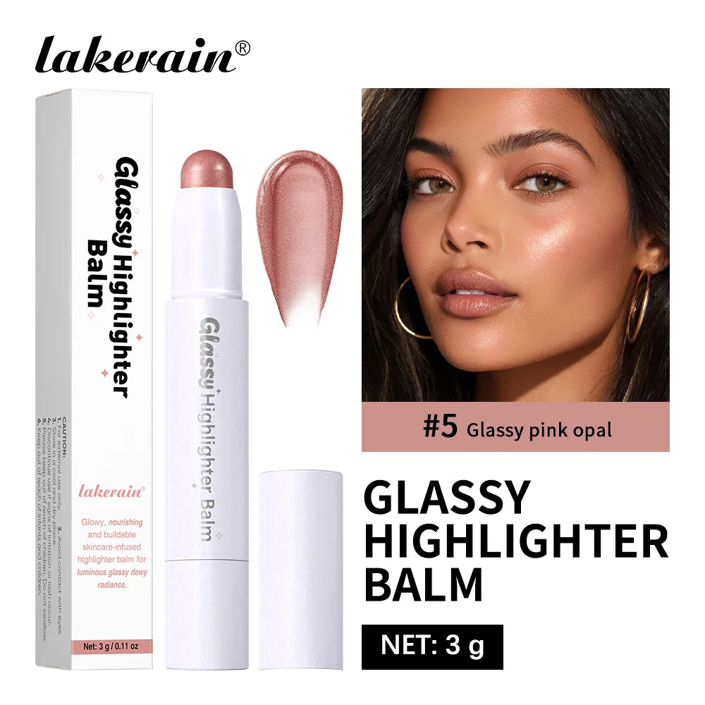 Glassy Highlighter Balm Brighten Complexion Deep Hydration Long Lasting Wear Highlighting Cream Eye Cheek Lip Body Glossy Pen Oasis Select Glassy Pink Opal