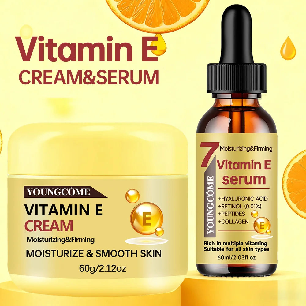 YOUNGCOME Vitamin E Cream & Serum Set – Hydrating Face Care Face Cream & Serum Set Oasis Select