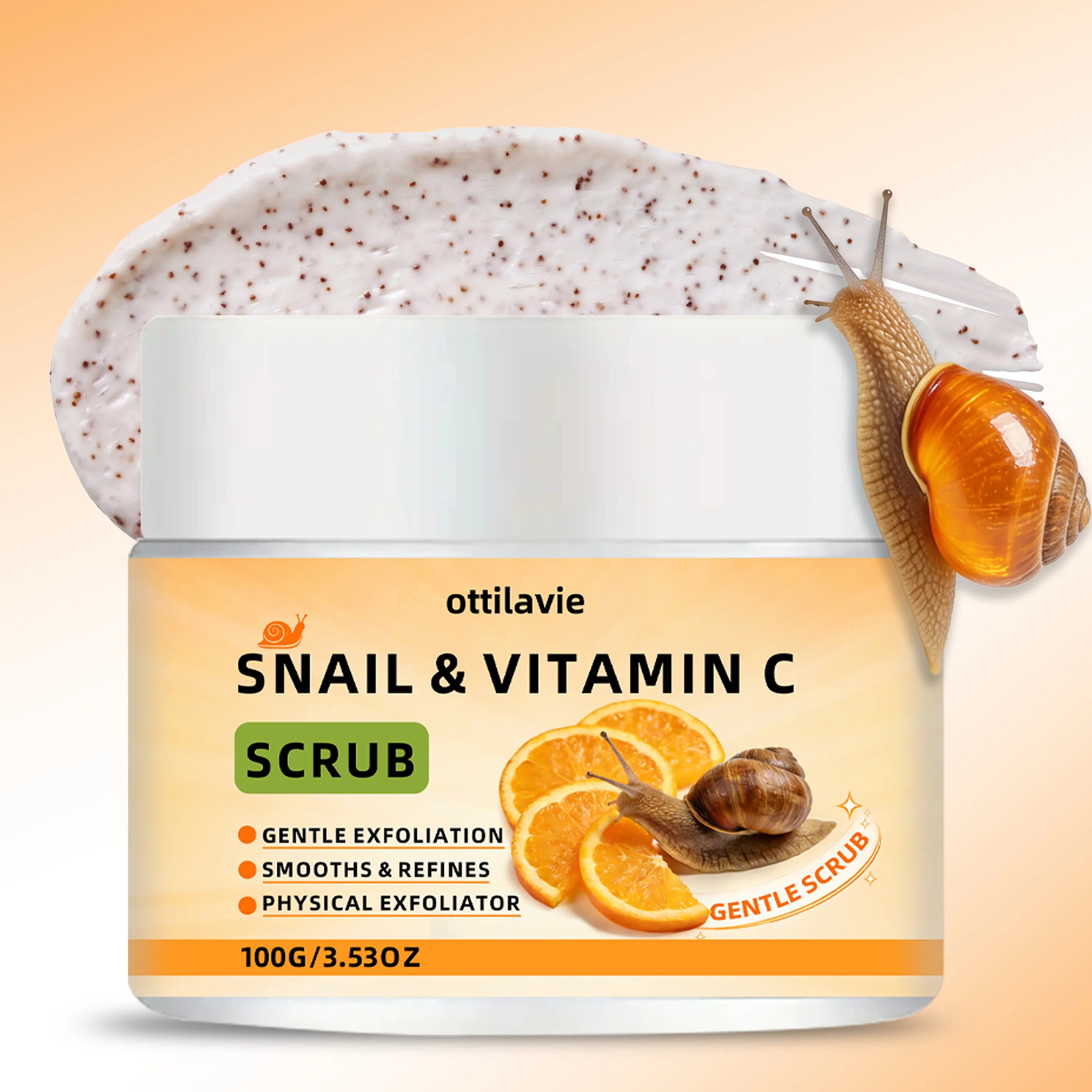 ottilavie Snail Vitamin C Scrub: Gently exfoliates & deeply cleanses. For all skin types, day or night. (Unisex) Oasis Select