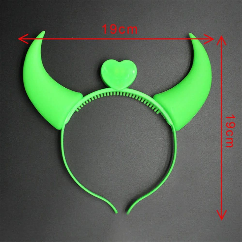 Halloween Decoration Devil Horn Luminous Hairhoop Led Hairband Flashing Glow Headress Light Up Hair Access Cosplay Glowing Prop Oasis Select