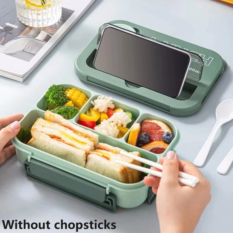Student Lunch Box Double-layer Portable Compartment with Lids Leak-Proof Microwave Food Storage Carrying Handle Bento Boxes Oasis Select