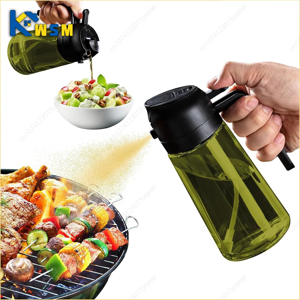 2-in-1 Dark Glass Oil Sprayer Olive Oil Dispenser Black Lightproof Oil Sprayer for Cooking Salads and Barbecues Barbecue Tools Oasis Select