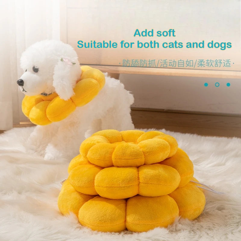 Sunflower cat Eliza White cotton collar pet collar sterilization shame anti-licking and anti-biting neck collar protective cover Oasis Select