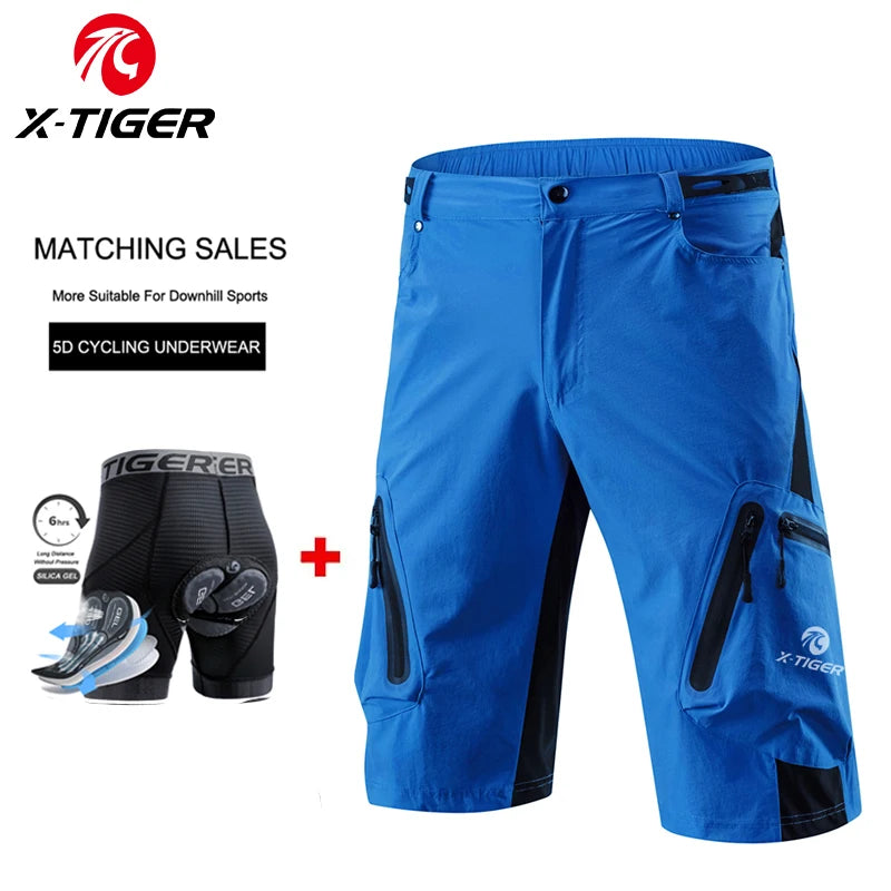 X-TIGER Mountain Bike Shorts Multi Pockets Breathable Loose Waterproof MTB Bike Shorts Gel Pad Shockproof Bicycle Underwear Oasis Select XM-DSKT3-00103 XXL