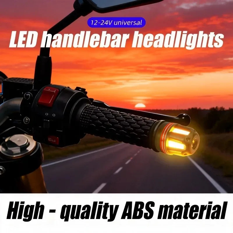 1Pair Motorcycle Handlebar End Light 12V LED Strobe Lamp DRL Driving Light Waterproof Side Warning for Scooter Moto Accessory Oasis Select