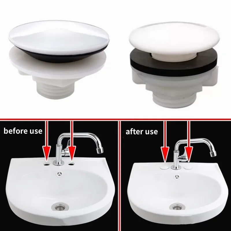 Kitchen Sink Hole Cover Tap Aperture Stopper Blanking Plug White Overflow Holes Drainage Sealed End Cap Bathroom Basin Accessory Oasis Select