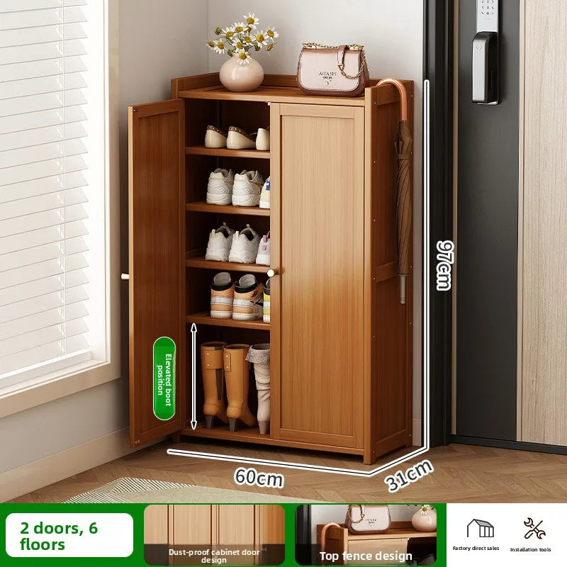 Durable Shoe Cabinet, Nanzhu Shoe Rack At The Entrance Of The Home, Storage Artifact, Space-saving And Dust-proof Entry Oasis Select