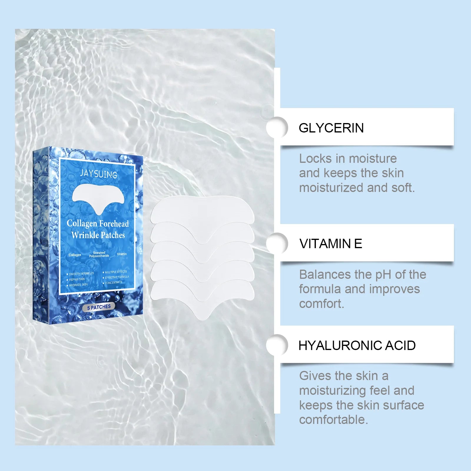 Jaysuing Collagen Anti-Wrinkle Forehead Patch – 5 or 10 Pack Forehead Wrinkle Patch Oasis Select