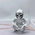 Mysterious Alien Astronaut Sculpture Squat Extraterrestrial Figurine 3D Printing Ornaments for Coffee Modern Bedroom Decor Gifts Oasis Select Alien squat silver 7.7x5.8x4.2cm