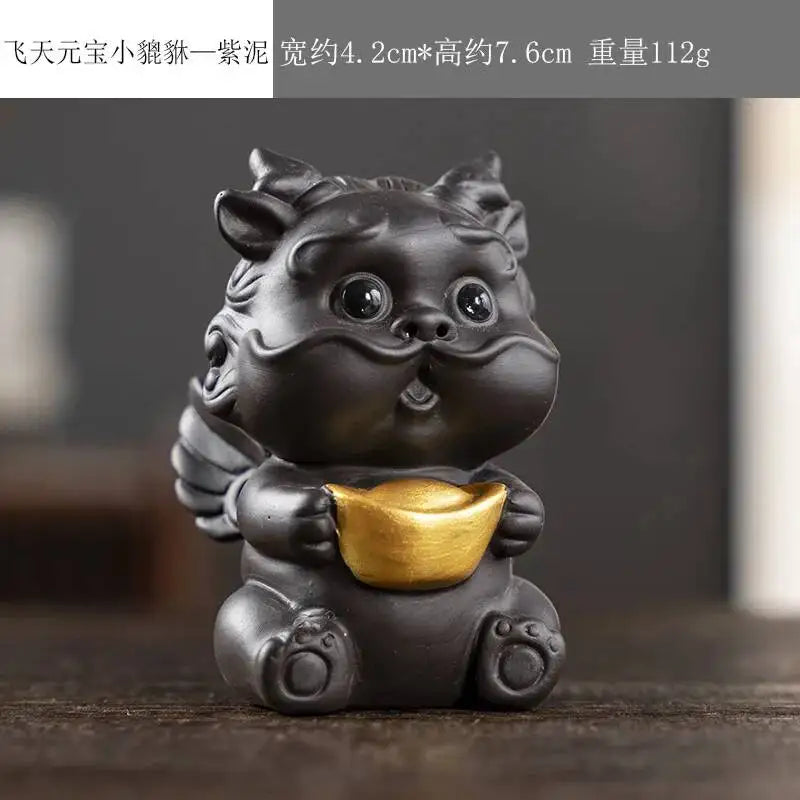 Purple Clay Tea Pet Lucky Pixiu Tea Play Tea pet Accessories Mini Ornament Oasis Select Purple Clay-b