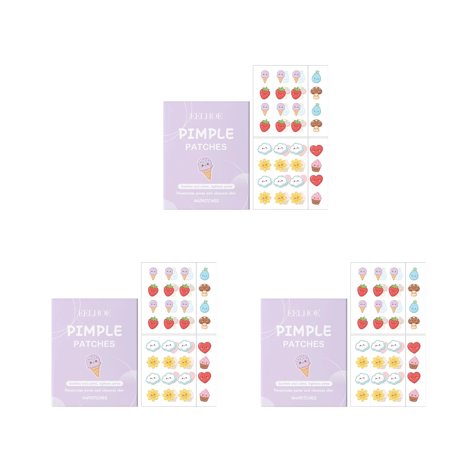 144pcs Cartoon Salicylic Acid Acne Patches Hydrocolloid Pimple Patches Invisible Facial Concealer Acne Patch Soothe Face Skin Oasis Select 3 x 144pcs Boxed