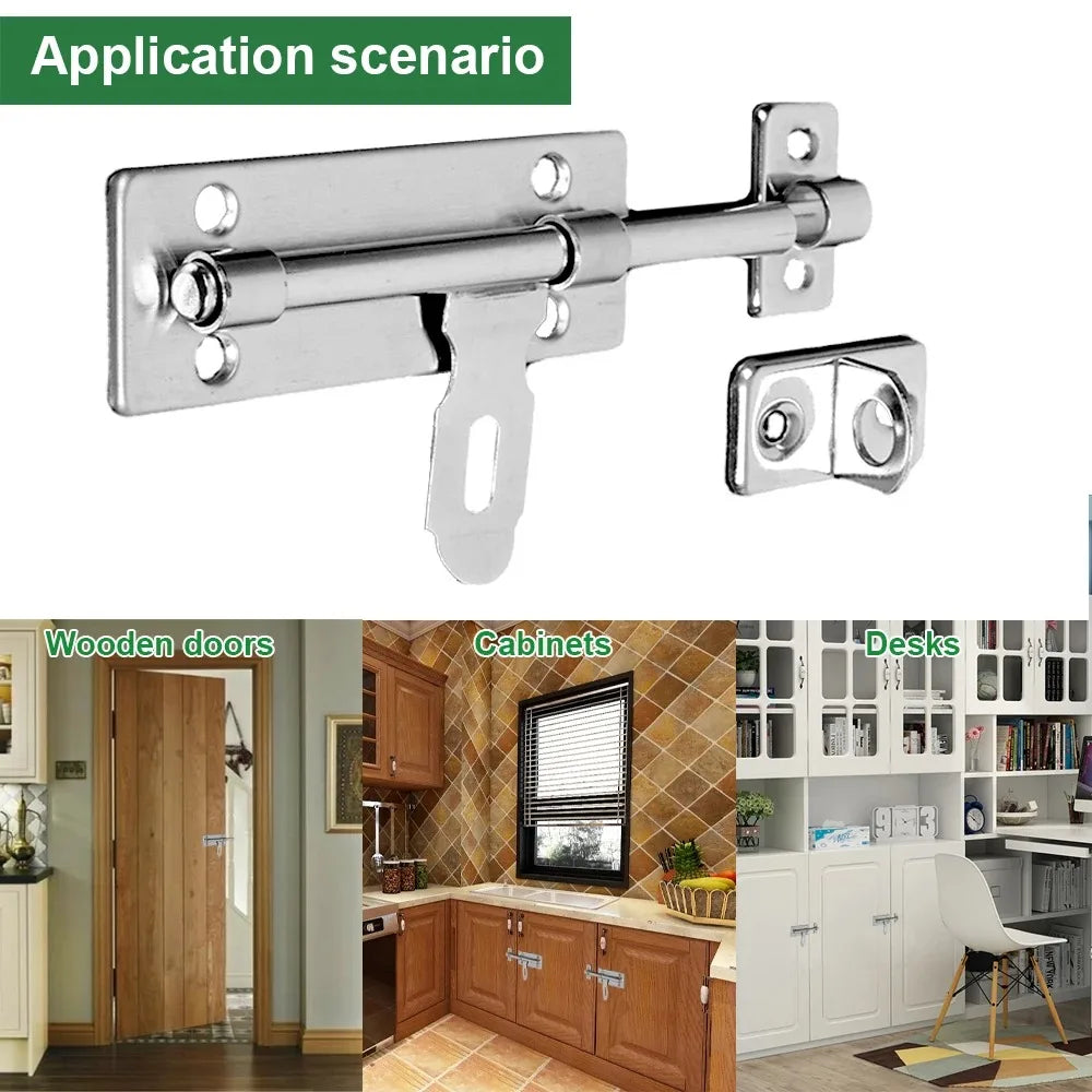 4 Inch Hardware Door Lock Stainless Steel Barrel Bolt Latch Padlock Clasp Set Brushed For Locking Door Window Drawer Cupboard Oasis Select