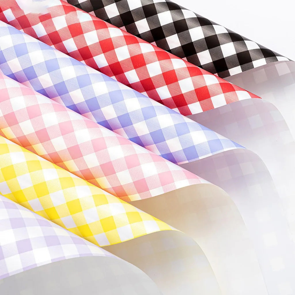 Waterproof Gingham Wrapping Paper 58x58cm | 20 Sheets Floral Gift