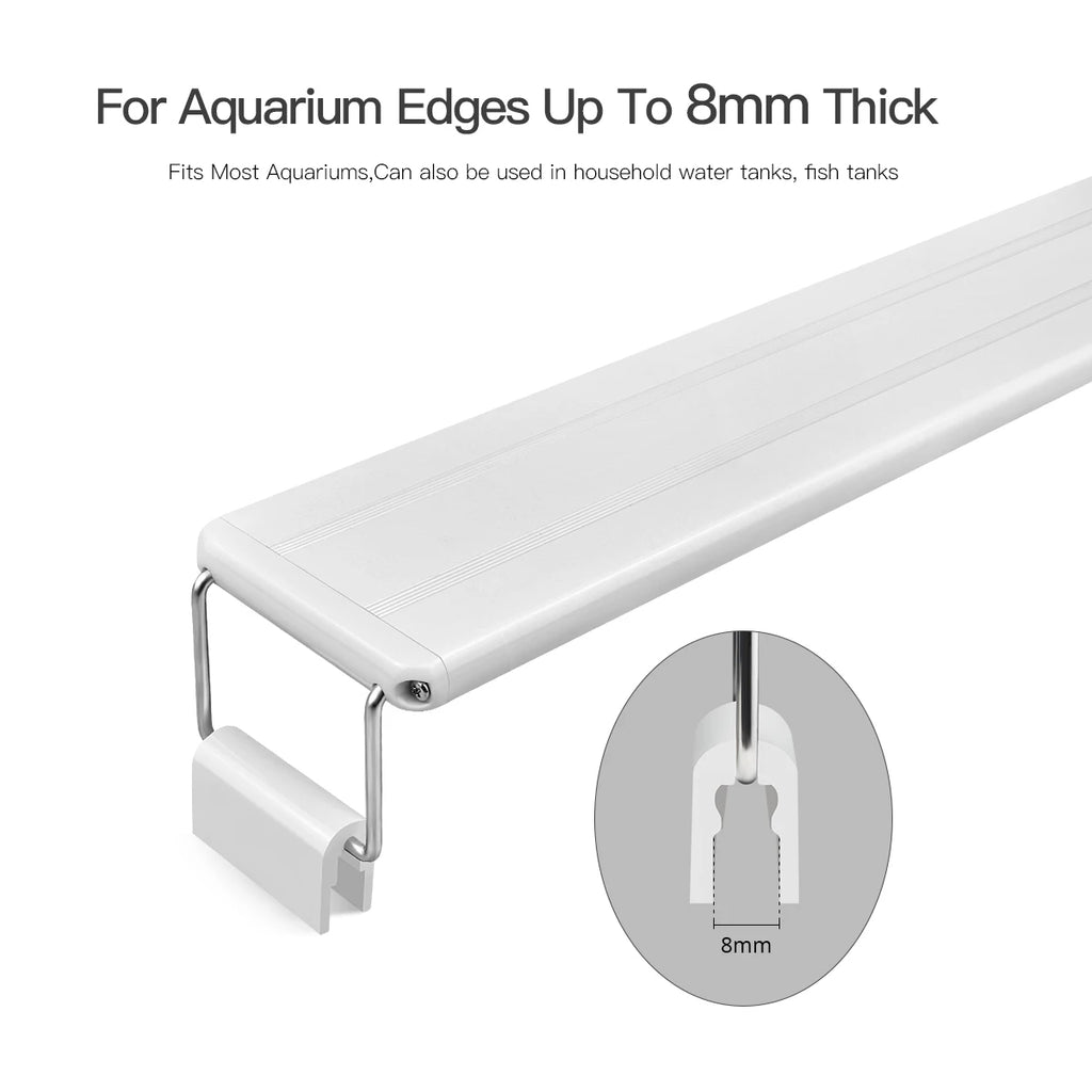 LED Aquarium Light Extensible Clip-On Aluminum Bar Fish Tank Aquatic Plant Grow Lamp Blue/White 3-Color Change with 220V EU Plug Oasis Select