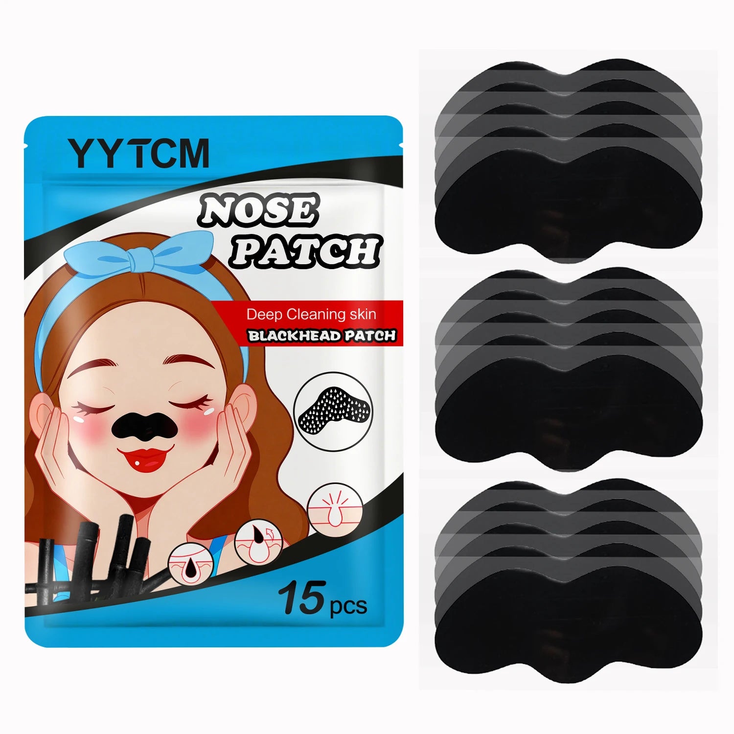 Bamboo Charcoal Nose Pore Strips – Deep Cleansing Blackhead Remover Nose Pore Strips Oasis Select 15pcs Colorful bag