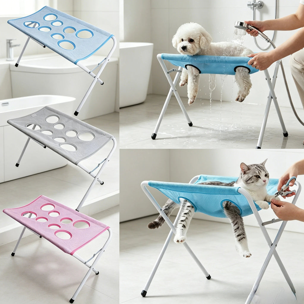 Foldable Pet Grooming Hammock Stand – Cats & Dogs Nail Trim