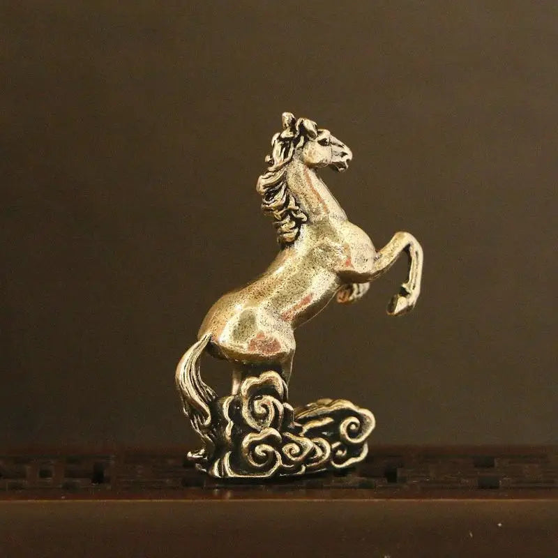 Brass Horse Sculpture Metal Craft Chinese Zodiac Desktop Ornament Living Room Coffee Table Home Decoration Oasis Select