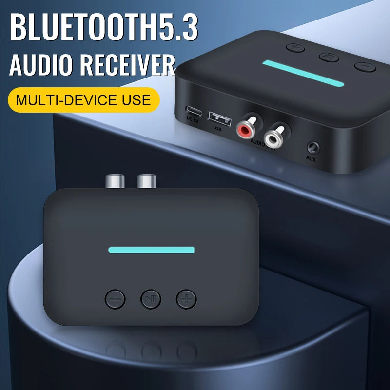 Bluetooth 5.3 Audio Receiver USB Wireless Adapter Stereo 3.5mm AUX/RCA Support U-Disk Playback For Desktop Speaker Amplifier Car Oasis Select