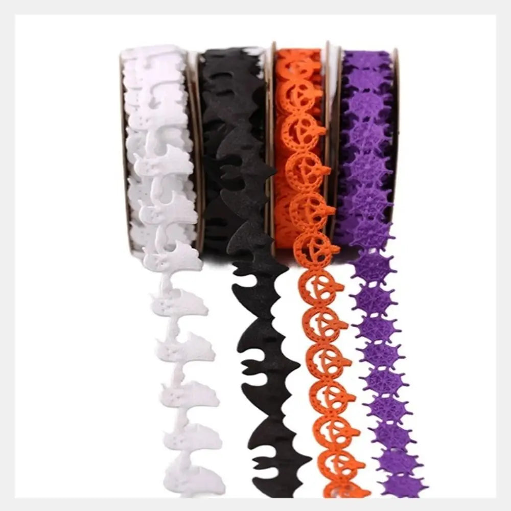 Embossed Design Halloween Ribbon 10m Length Handmade Pumpkin Ribbon DIY Ribbon Polyester Material Ghost Ribbon Gift Wrapping Oasis Select