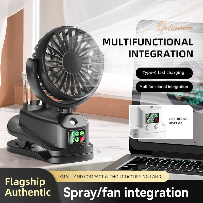 Refrigerating Clip Spray Fan Rechargeable Office Dormitory Outdoor Multi-Functional Desktop Clip Fan Moisturizing Oasis Select