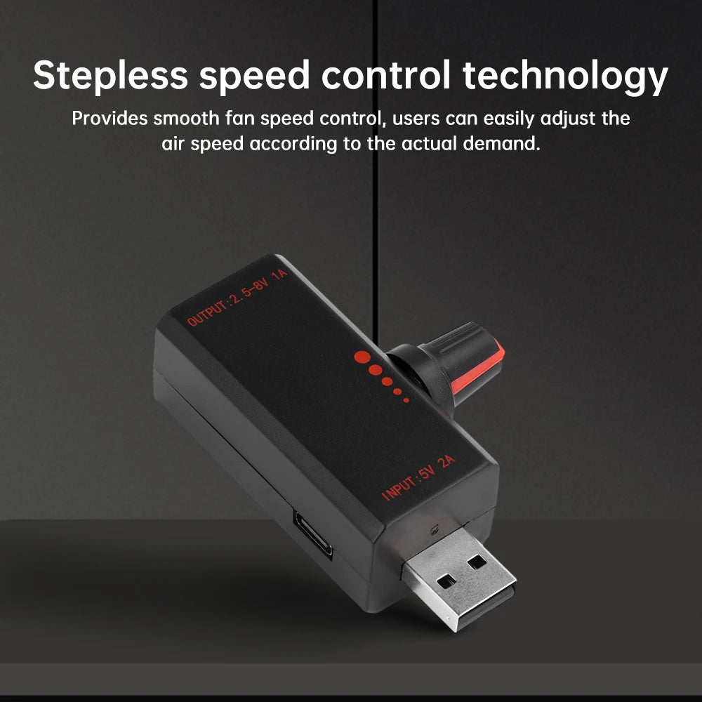 DC5V 2A 5W Stepless Speed Controller Adjustable Control Fan Cooler Type-C USB Fan Speed Radiator PWM Power Controller Oasis Select