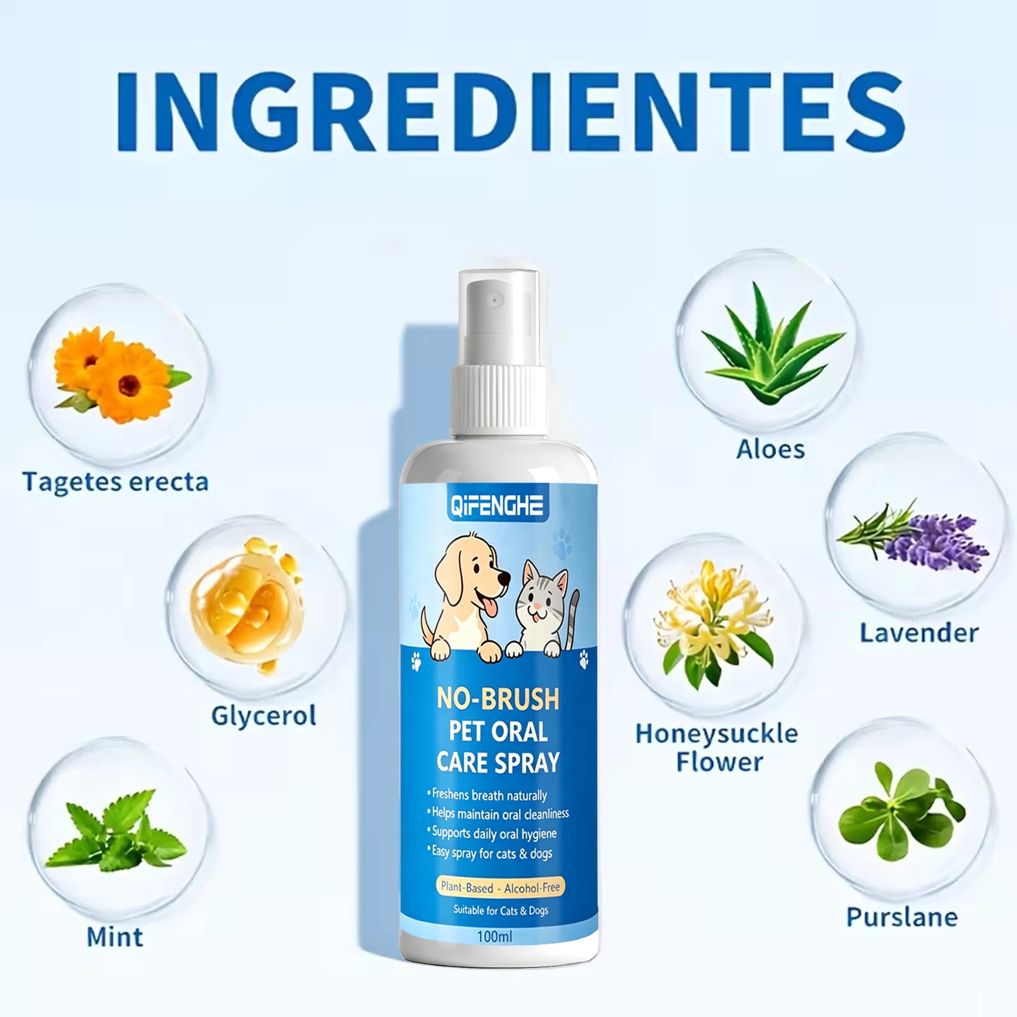 No-Brush Pet Oral Care Spray – Fresh Breath for Dogs & Cats