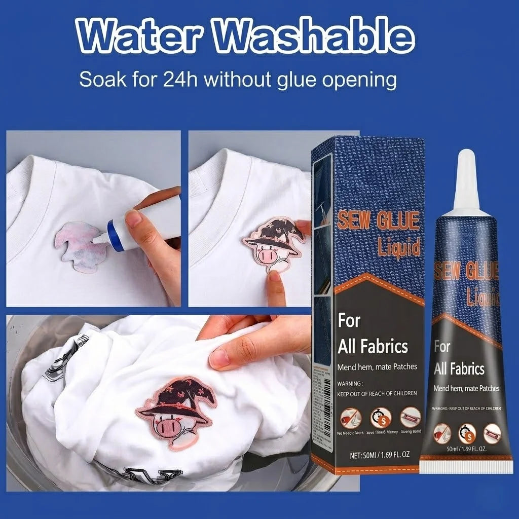 50ml Fabric Sewing Glue Fast Drying Clothes Mending Liquid Leather Repair Patches Kit With 2 Tools High Viscosity Craft Supplies Oasis Select