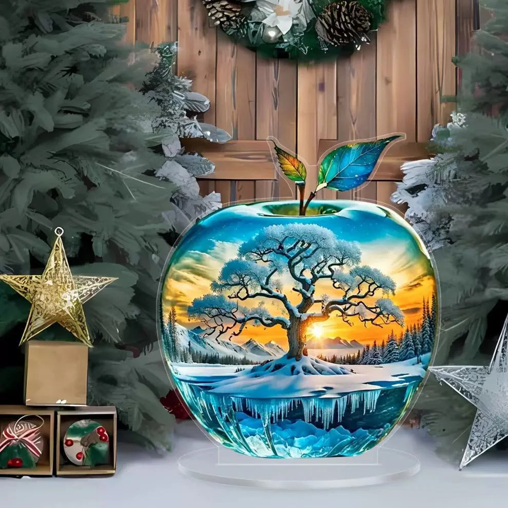 2D Acrylic for Apple Landscape Pattern Decorative Ornament for Home Living Room Entrance Tabletop Decoration Oasis Select