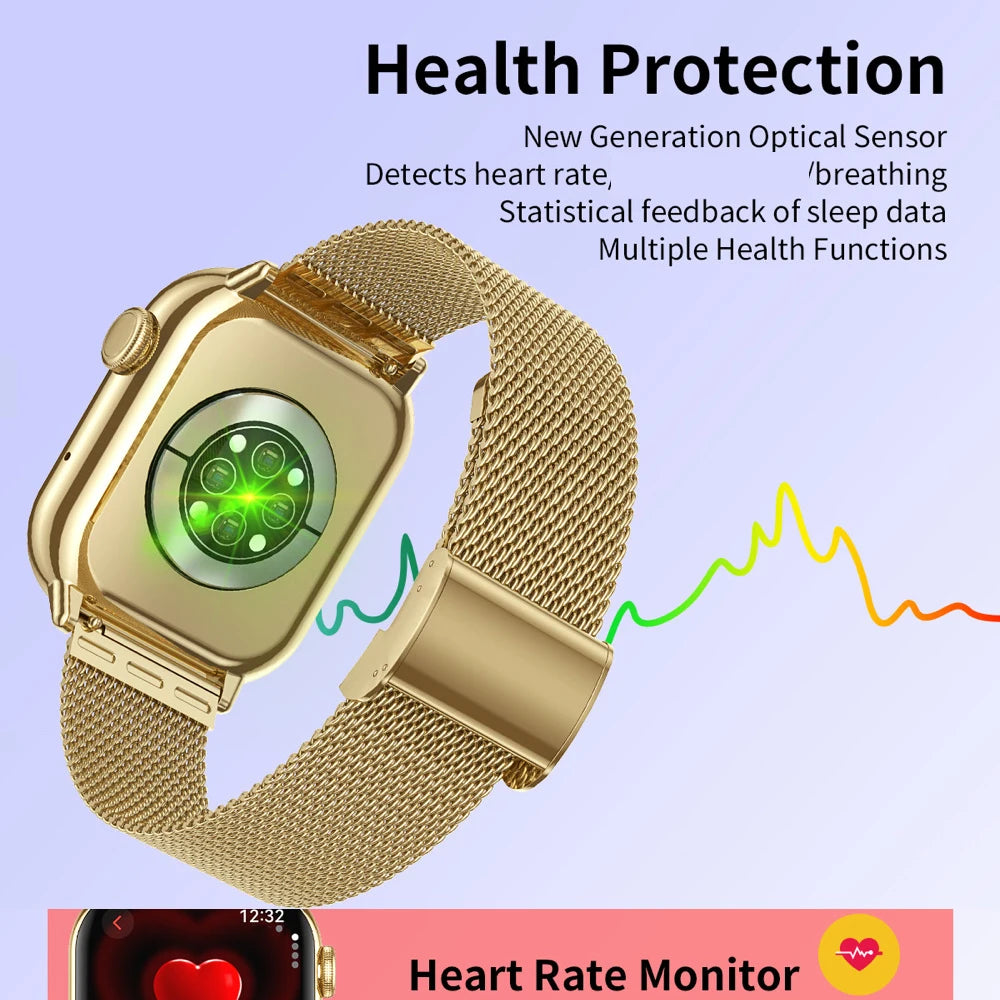 Lady 1.85" Screen Smartwatch Men Women BT Call Smart Watch 100+ Sports Modes Heart Rate Sleep Health Watches Local Music Weather Oasis Select
