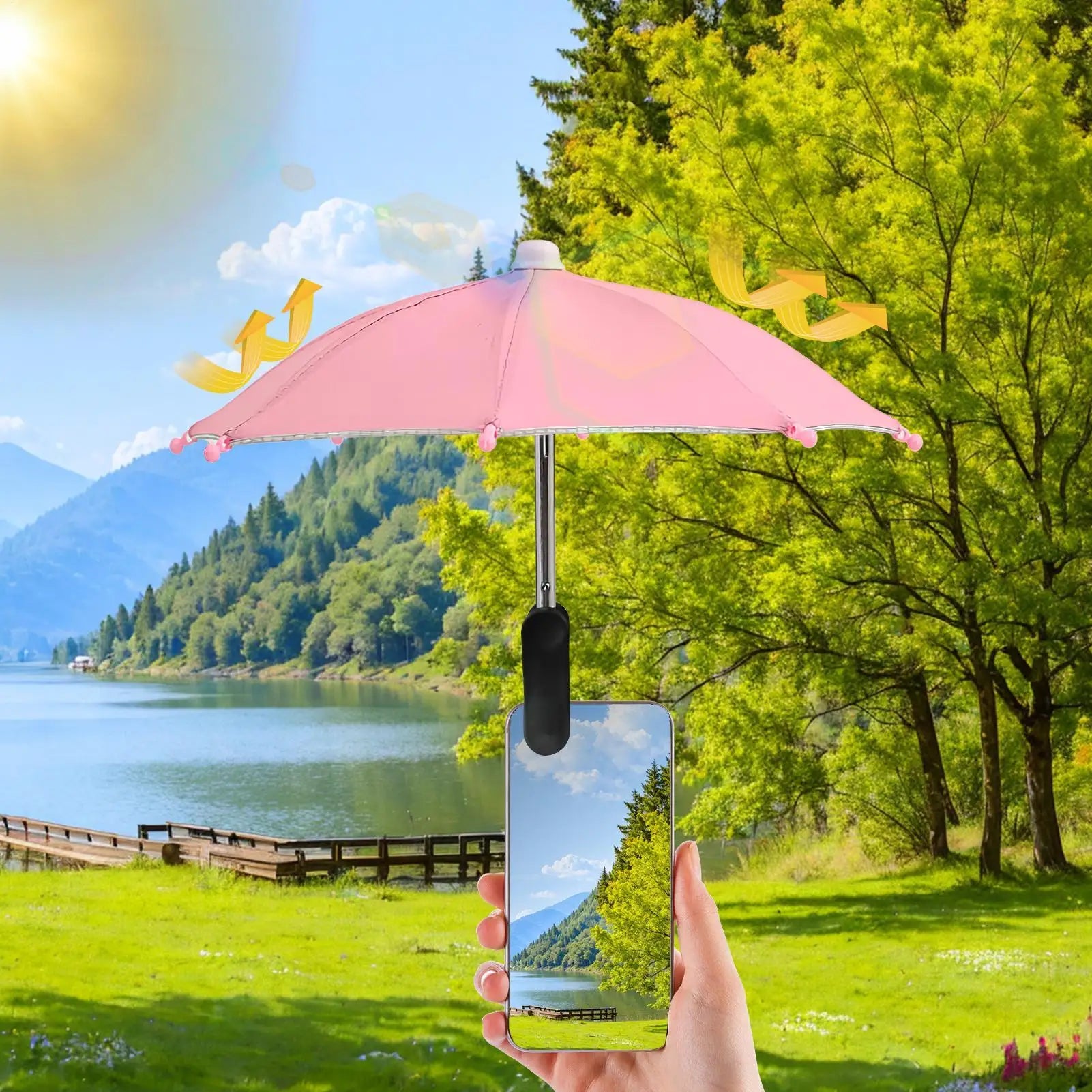 Mobile Phone Holder Sunscreen Umbrella Clip Anti-reflective Phone Sunshade Anti-Glare Sunshade Protect Your Phone For Travel Oasis Select