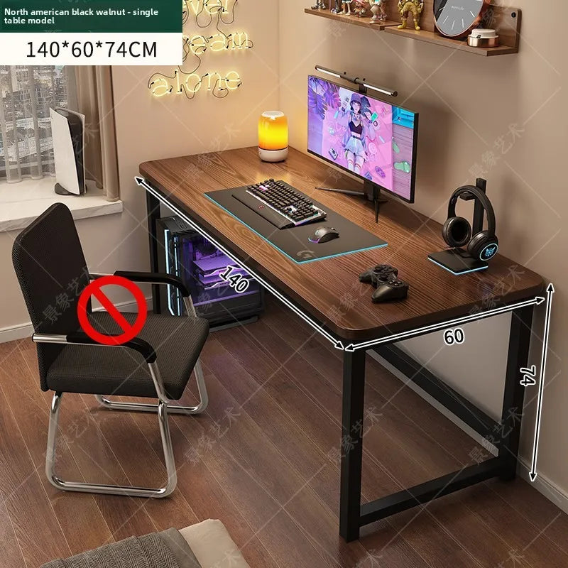 Computer desk Desktop study desk Long workbench E-sports table and chair desk Oasis Select Black Walnut-140cm