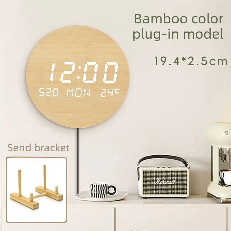 Silent Wall Clock Non-Ticking Home Decor Clock Modern Simple Digital Clock for Living Room Bedroom Wall Clocks Oasis Select plug in 4