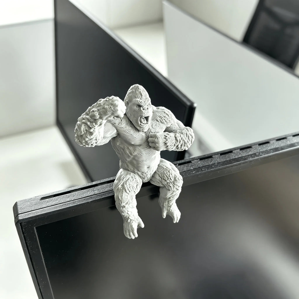Creative Roar Gorilla Desk Monitor Topper Figurines Statues Ape Cool Desktop Ornaments for Computer Monitor Shelves Office Decor Oasis Select
