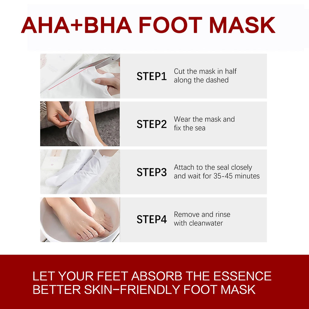 AHA Exfoliating Foot Peel Mask – Smooth Soft Feet (5–10 Pairs) Foot Peel Mask Oasis Select