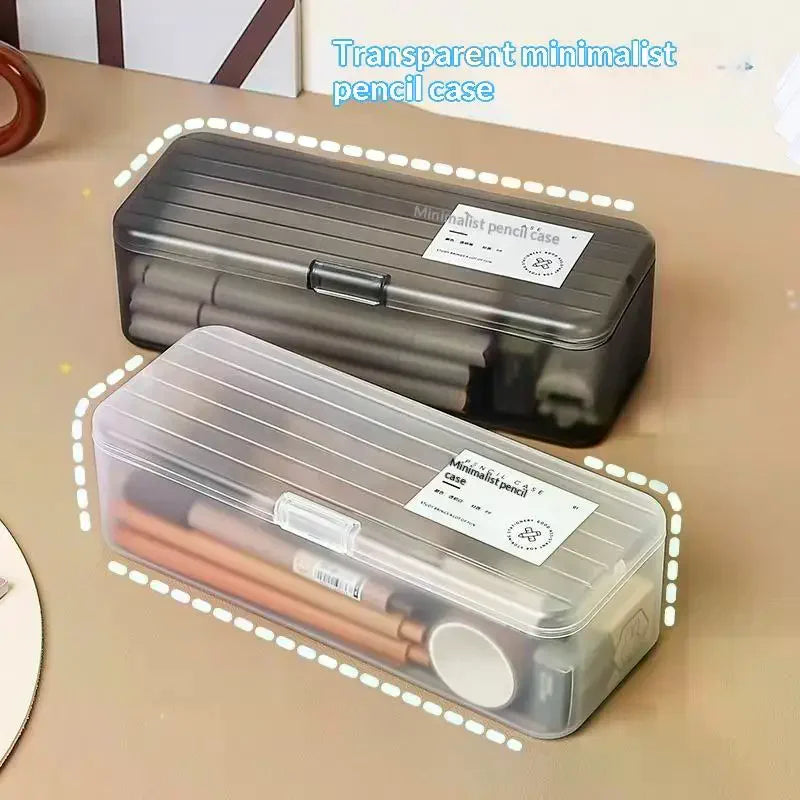 Multi-functional Plastic Storage Box Large-capacity Transparent Pen Box Stackable Pencil Case Gift Oasis Select