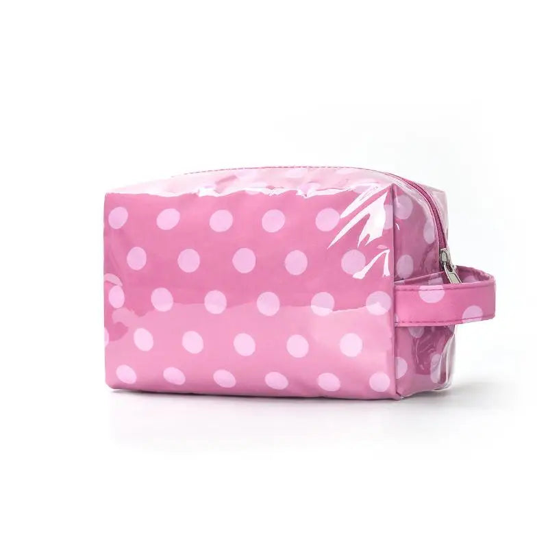 Polka Dot PVC Cosmetic Bag – Waterproof Travel Toiletry Organizer