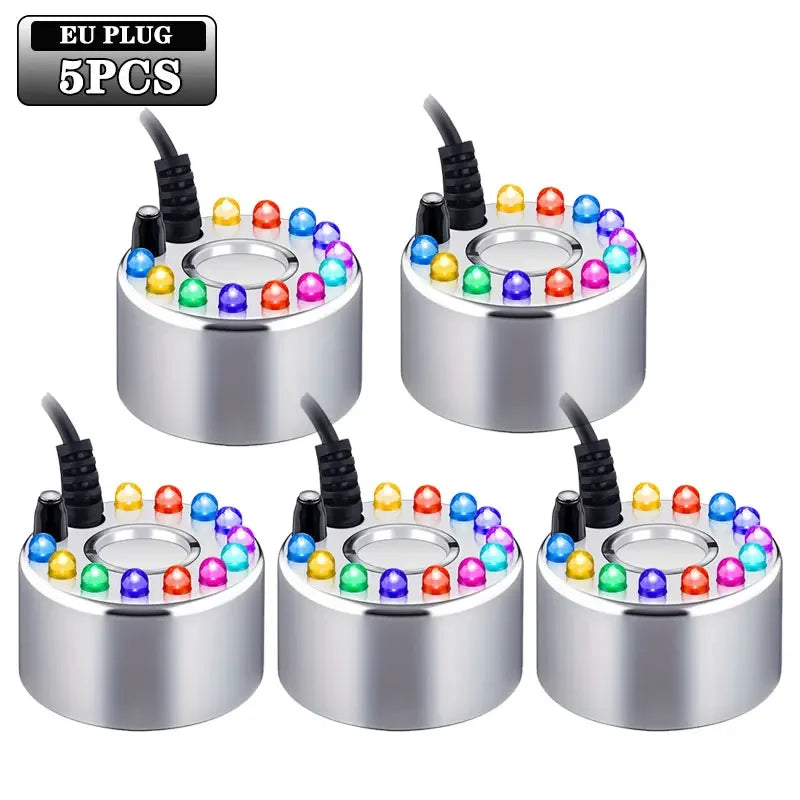 10PCS Mini LED Pumpkin Light Fogger Water Fountain Pond Fog Machine For Halloween Christmas Easter Party Festival Decoration Oasis Select 12 LED-5PCS