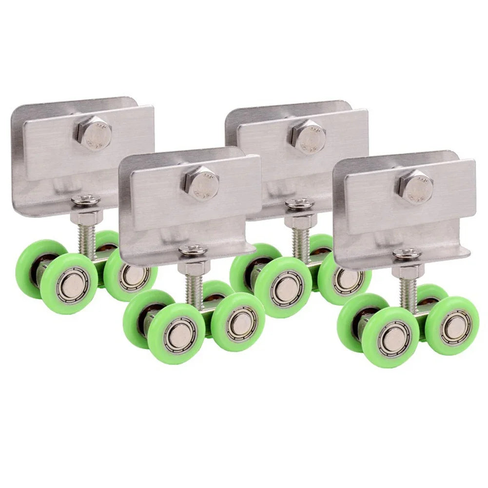1/2/4x Shower Room Stainless Steel Sliding Door Roller Kit Four-wheel Hanging Pulley Roller Sliding Door Works Effectively
