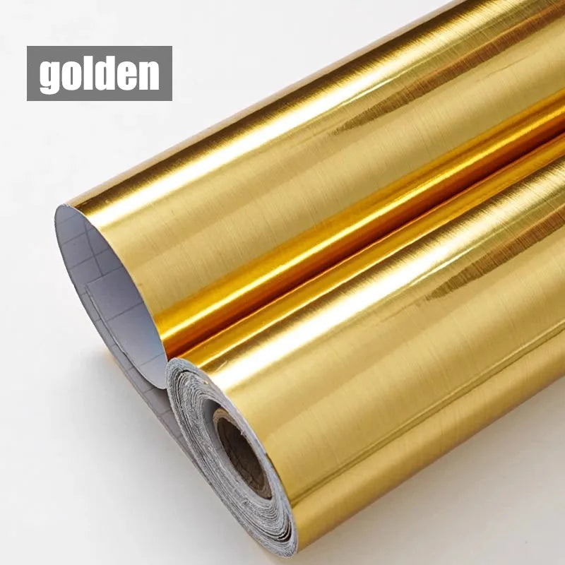 Stainless Steel Wire Drawing Wallpaper Sticker Wall Stickers Kitchen Cabinets Wallpaper Fridge Elevator Door 40cm Adhesive Home Oasis Select golden 40cmX2000cm