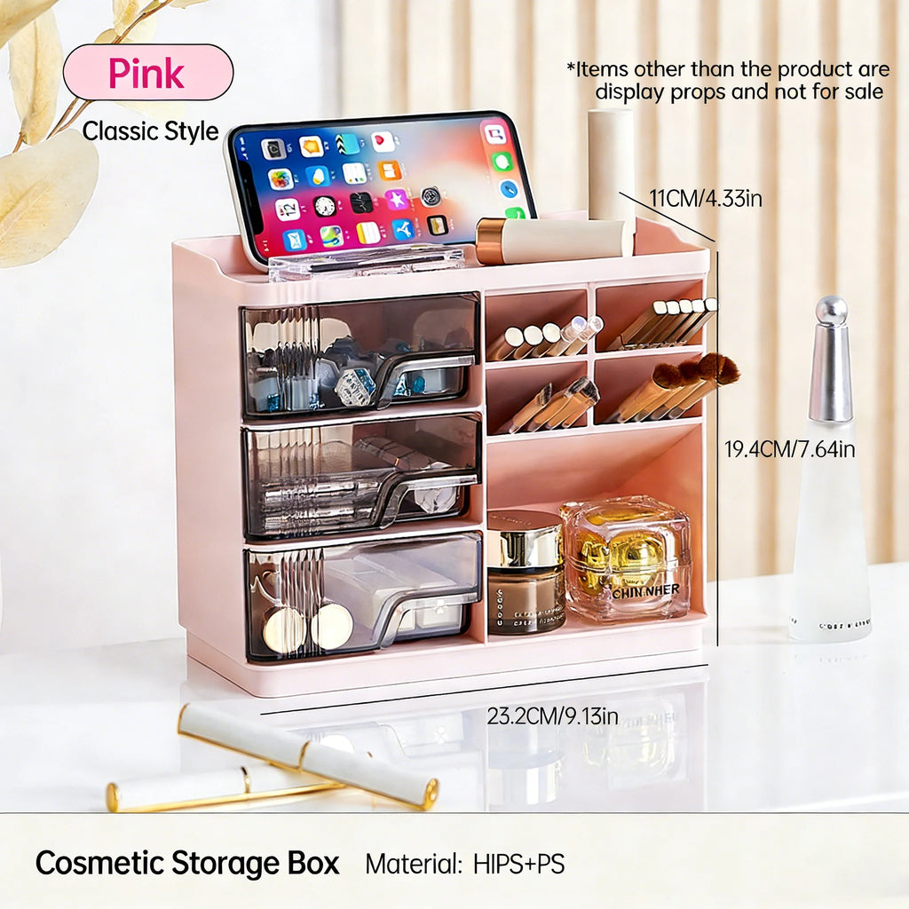 Makeup Organizer with Drawers for Vanity, Spacious Cosmetic Display Case, the Perfect Storage Solution for Your Beauty Essential Oasis Select Pink